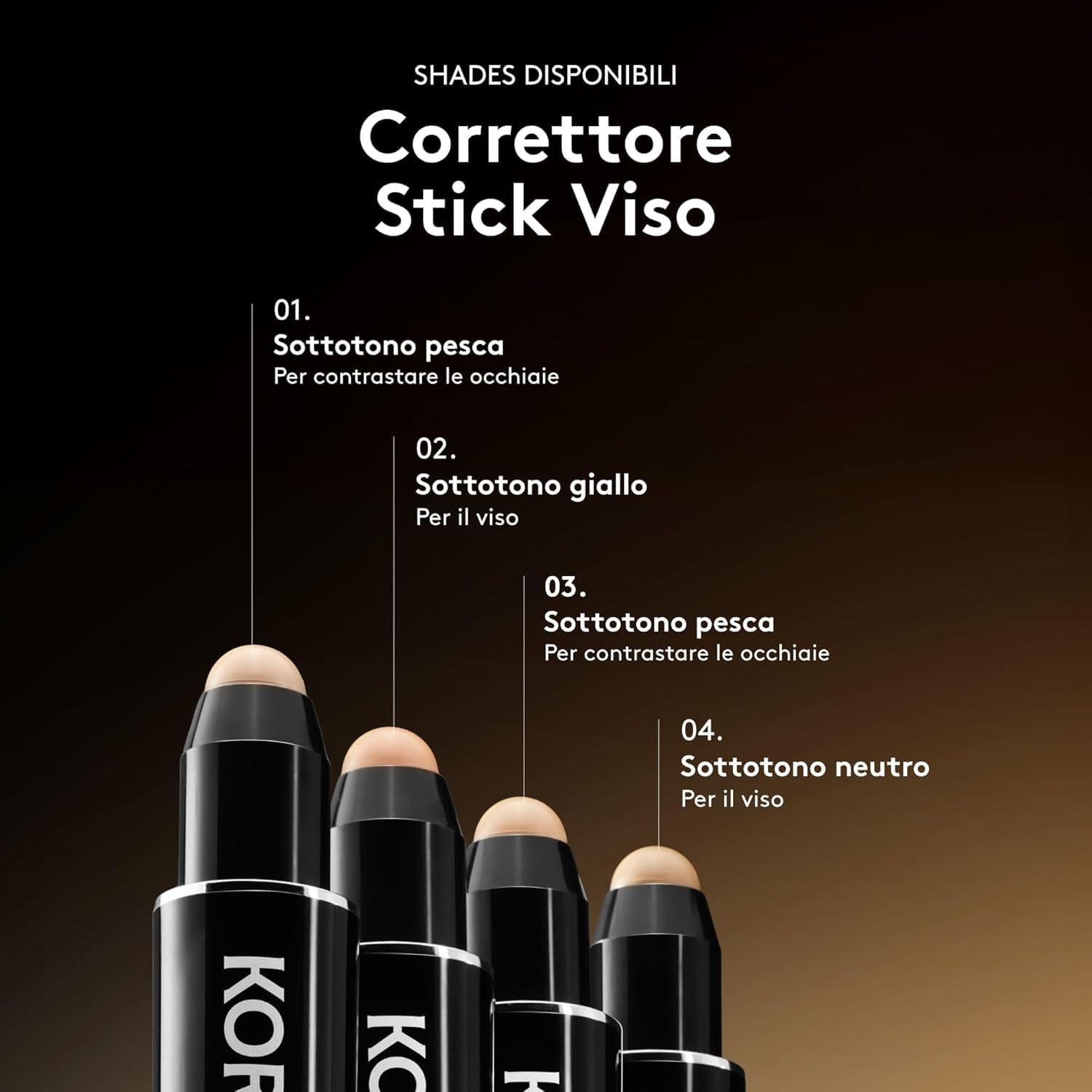 Korff Correttore Stick 01, Finish Naturale e Luminoso, A Lunga Tenuta, Texture Morbida, 1.6gr