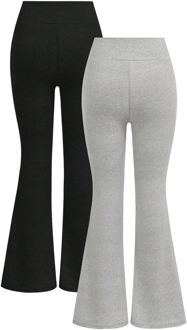 Tween Girls 2 Pack Wide Leg Sweatpants Set, Kids Loose Fit Baggy Pants with Elastic Waistband Casual Lounge Trousers