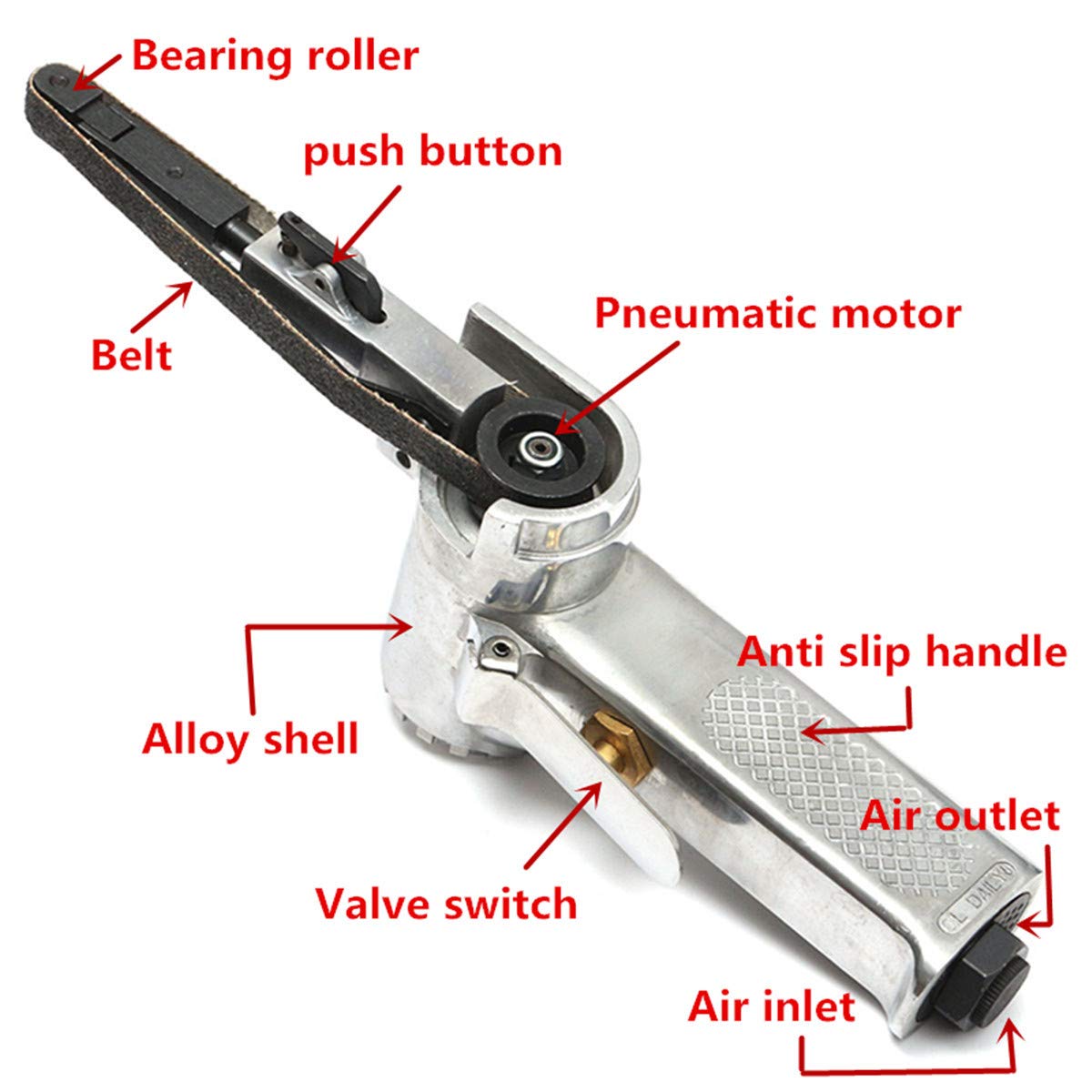 Levigatrice a Nastro Pneumatica 10mm 330mm con 25 Nastri Levigatura Strumento Lucidatura Auto
