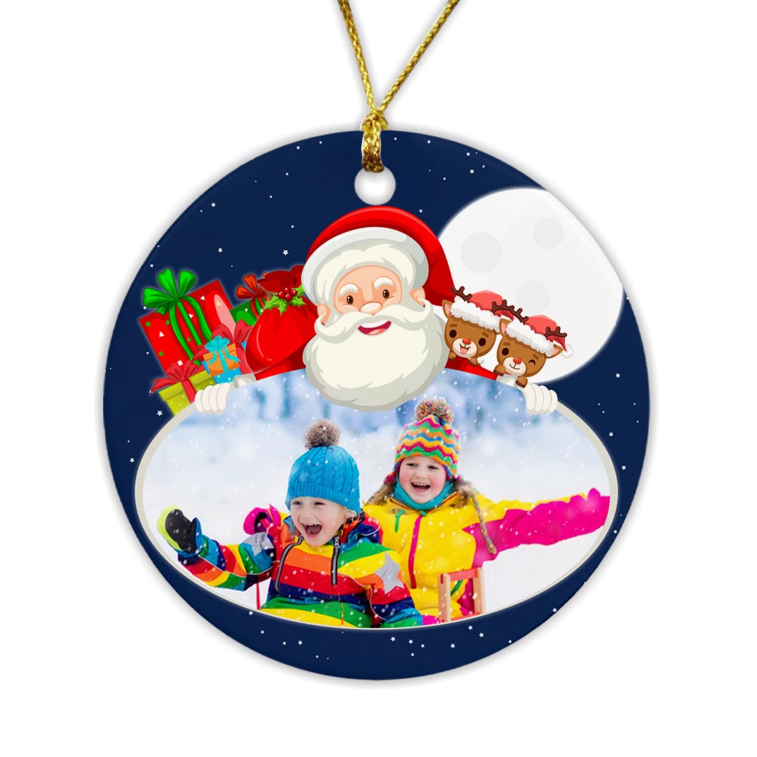 Baby's First Christmas Ornament and Picture, Personalized Baby 1st Xmas Ornament, Photo Christmas, Santa Xmas, Customized Newborn Baby Keepsake for New Parents, Best Present for Baby Boy Girl