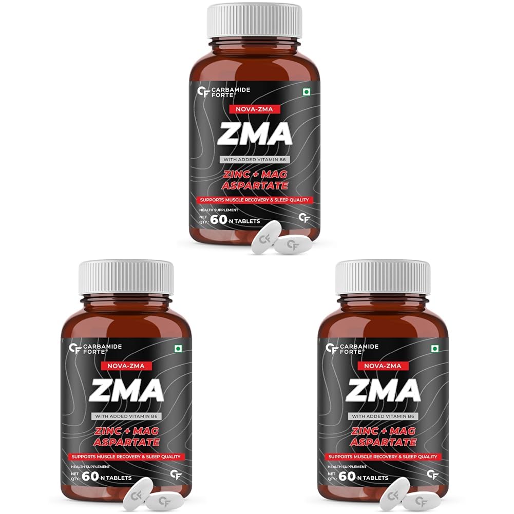 Carbamide Forte ZMA Supplement for Men & Women – Zinc and Magnesium Supplements with Vitamin B6 - Zinc tablets for Muscle Strength - 60 Tablets (Pack of 3)-image-26