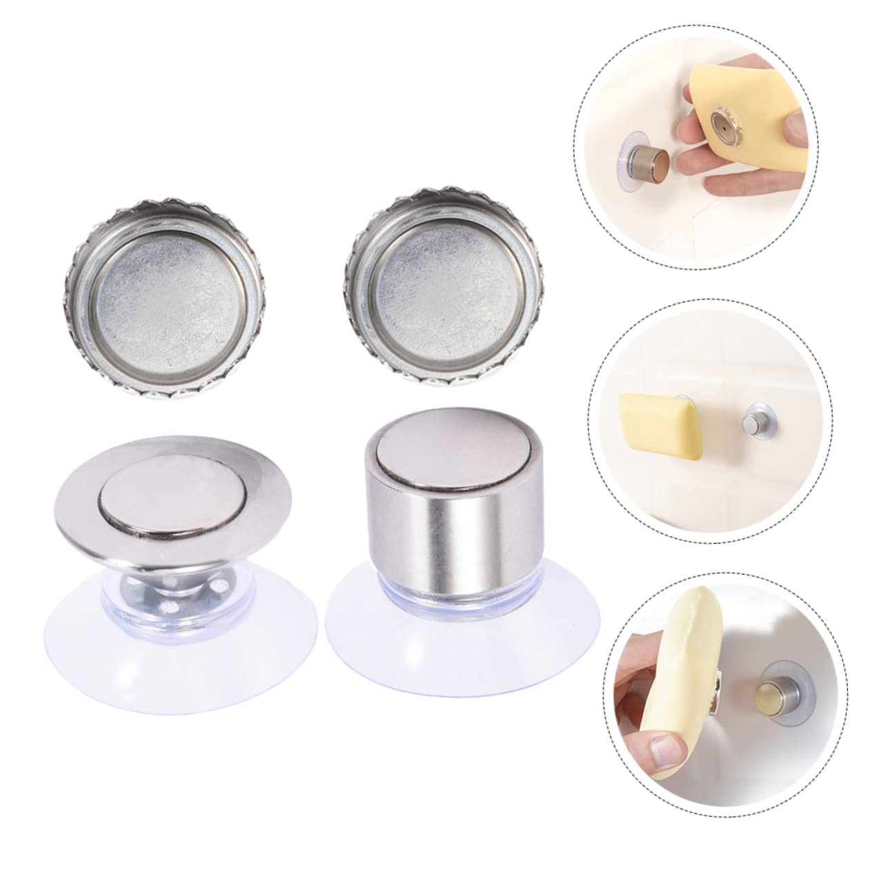 PRETYZOOM 6 Juegos Soporte De Jabón Magnético Soportes De Jabón De Baño Ducha Titular De Jabón Soporte De Ventosa Jabonera Magnética Soporte para Jabonera Accesorio De Baño Acero Inoxidable