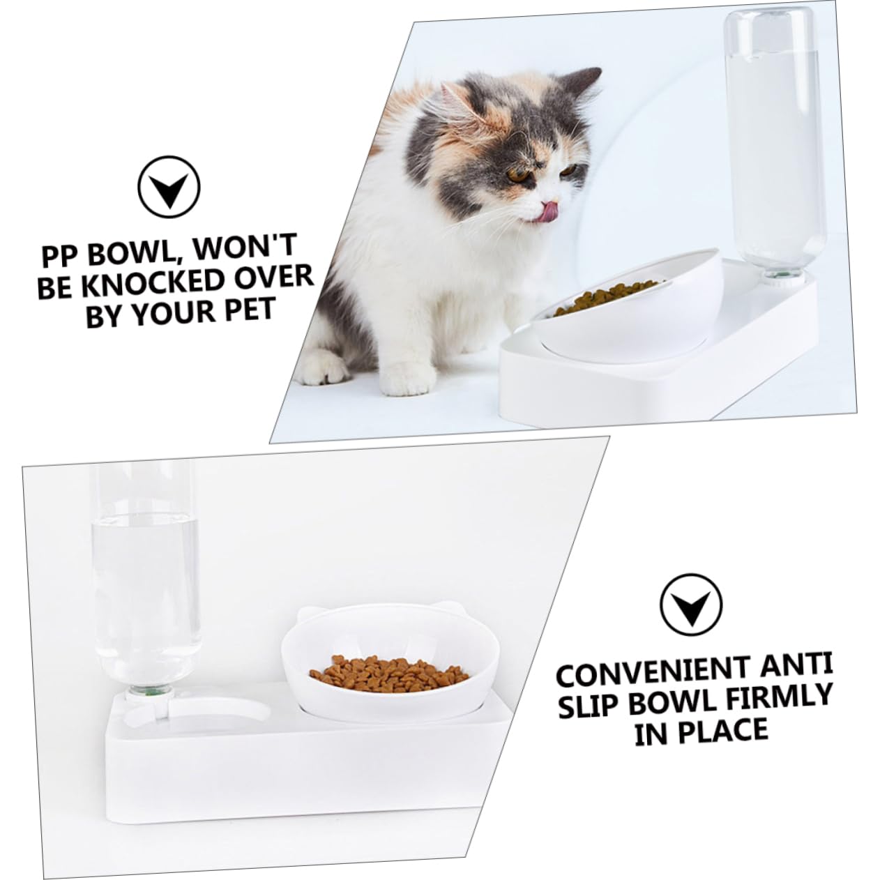 Ciotola Rialzata Anti-rovesciamento per Gatto e Pet in Pp | Bianco, Design Ispessito, Bevande e Pappa Quotidiane, 1 Pezzo per Casa