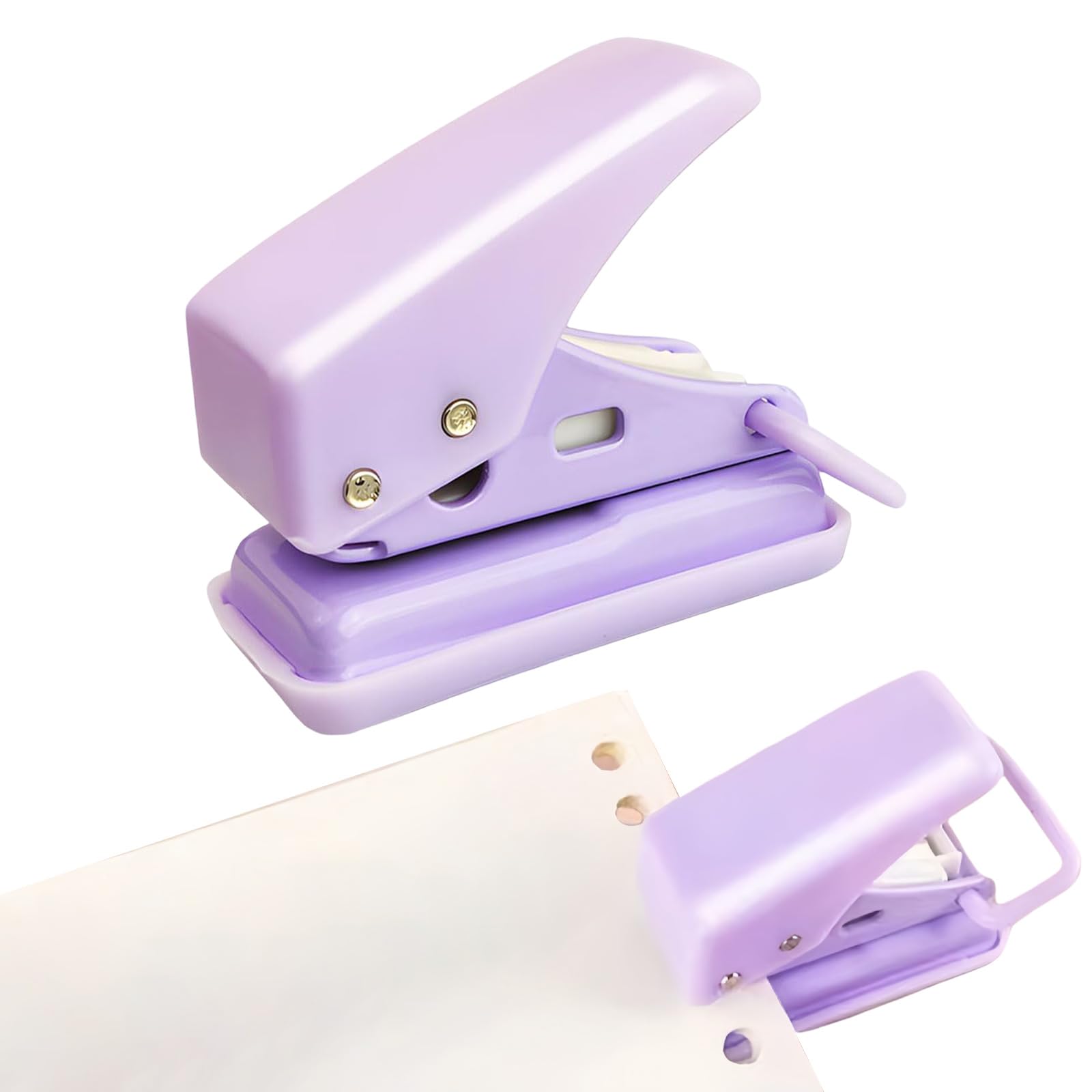 Hole Punch Mini Handheld Portable Puncher Single Hole Puncher Perforator 10 Sheets at One Time for Paper Card Tag Purple