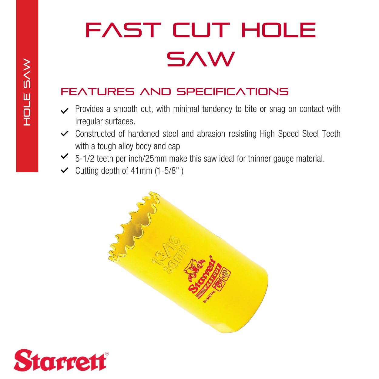 Image secondaire de Starrett 63FCH027 Scie à trépan (27 mm) couleur jaune