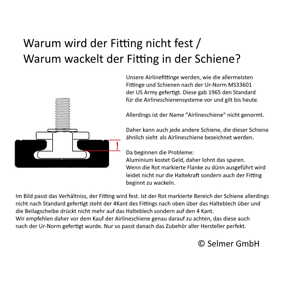 10x Schraubfitting Airlineschiene EDELSTAHL V2A M8x30 Endbeschlag für Zurrschienen Fitting Verschraubung Airline