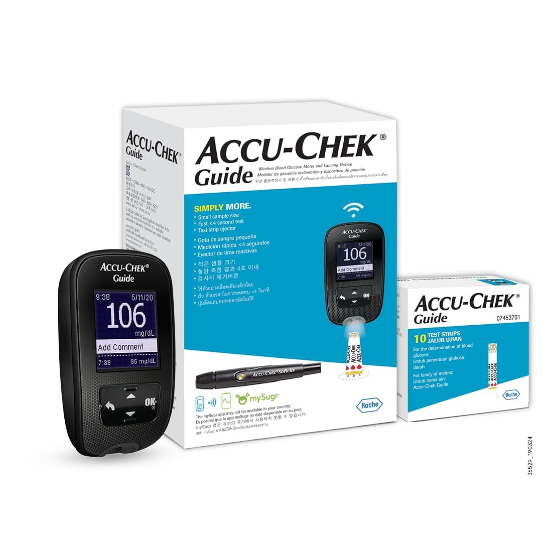 Accu-Chek Guide Blood Glucose Glucometer (with Bluetooth) Kit with Vial of 10 Strips, 10 Lancets and a Lancing Device FREE-image-28