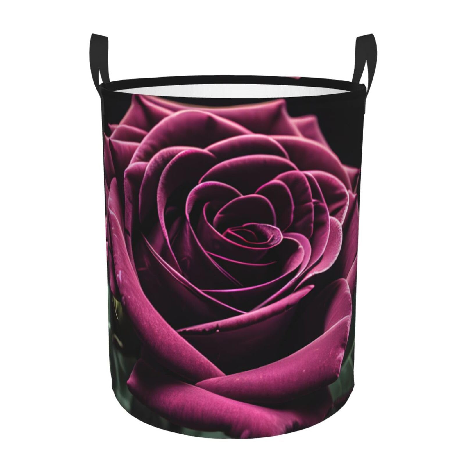 M Collapsible Round Gothic Rose Print Laundry Hamper