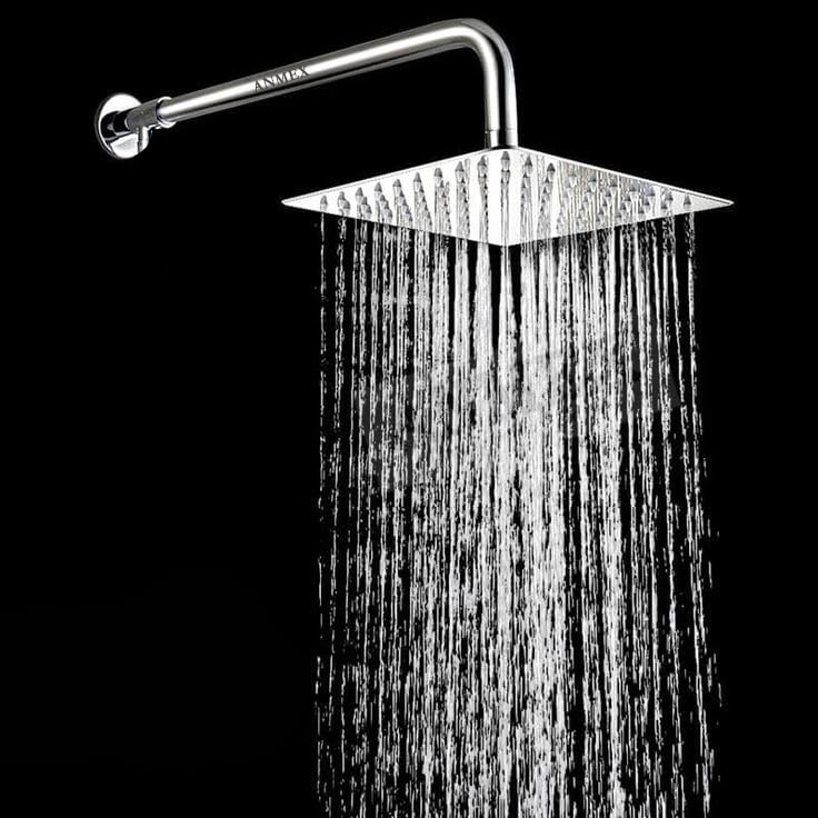 ANMEX Mirror SS-304 Grade Square UltraSlim High-Pressure Rainfall Shower Head for Bathroom With Long Bend Shower Fit Arm and Wall Flange (4X4 (4") with 9inch Long Bend Arm) (B0D6L24X78) Amazon Price History, Amazon Price Tracker