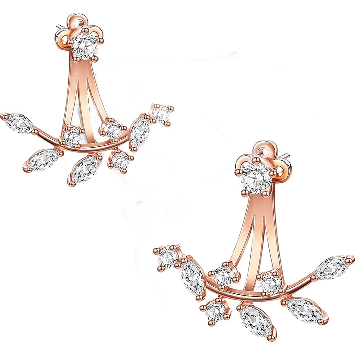 Jewels Galaxy Rose Gold Plated Rose Gold Toned Contemporary Jacket Earrings (LQ-ERC-12001) (B0BYF7H2BS) Amazon Price History, Amazon Price Tracker