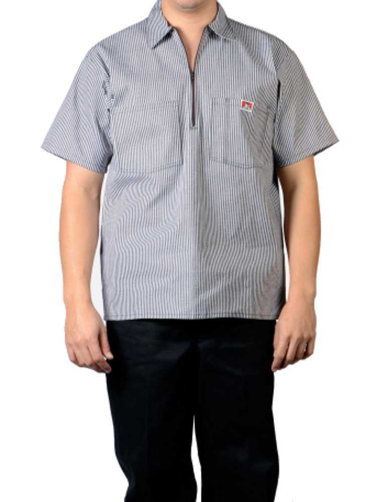 Ben Davis Men's Half Zipper Shirt, Brown Stripe, XXL