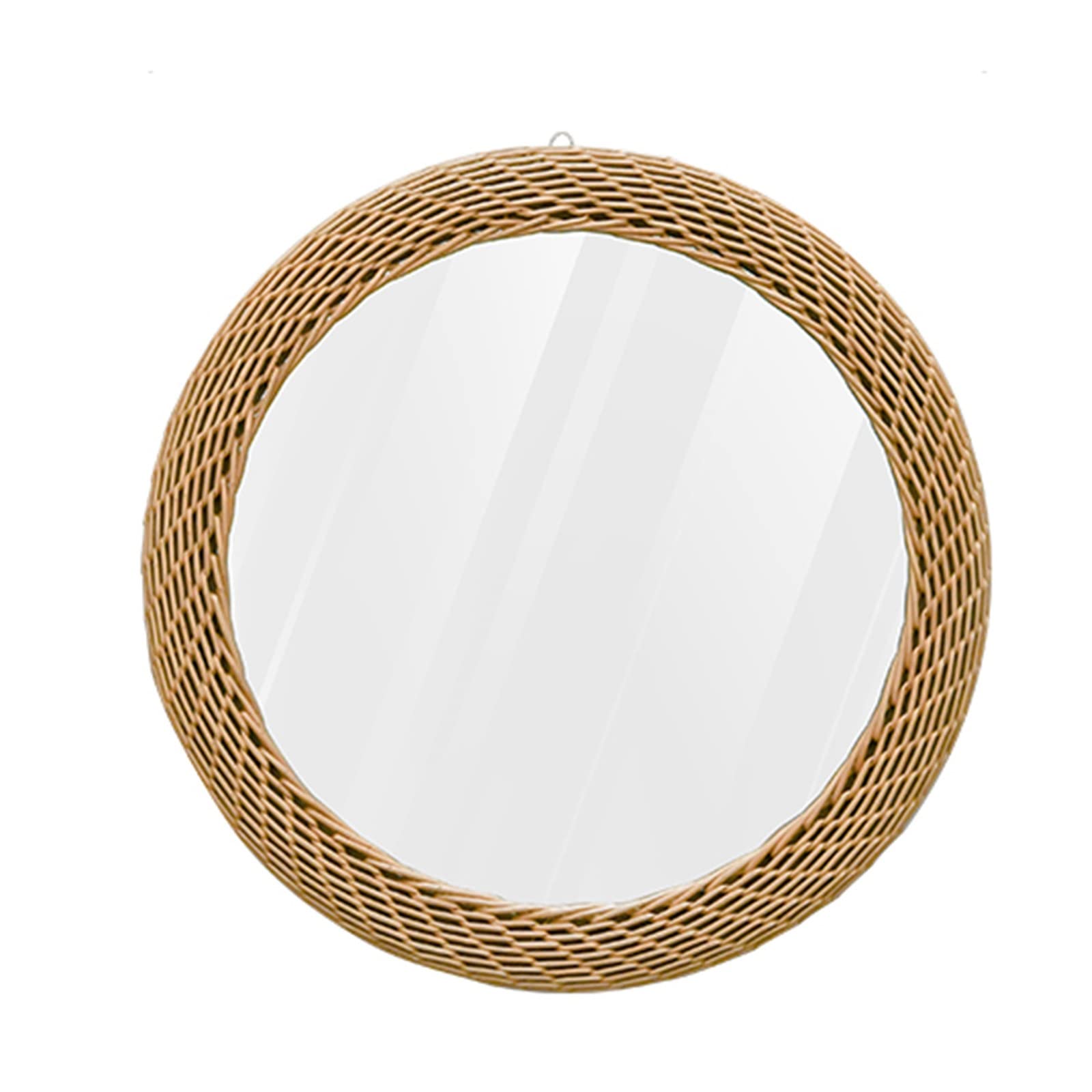 SXFSDOU Vintage Wall Mounted Mirror - Hand-Woven Rattan Frame, Rustic Wicker Vanity for Bathroom, Living Room, Dorm & Entryway Decor