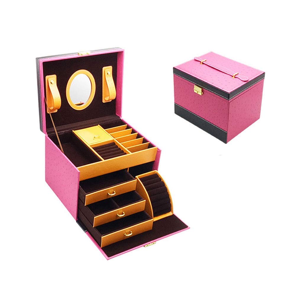 Gift for Women Jewelry Boxes Jewelry Box Cosmetic Case Portable Suitcase 4 Layers for Earrings Necklaces Rings Jewelry