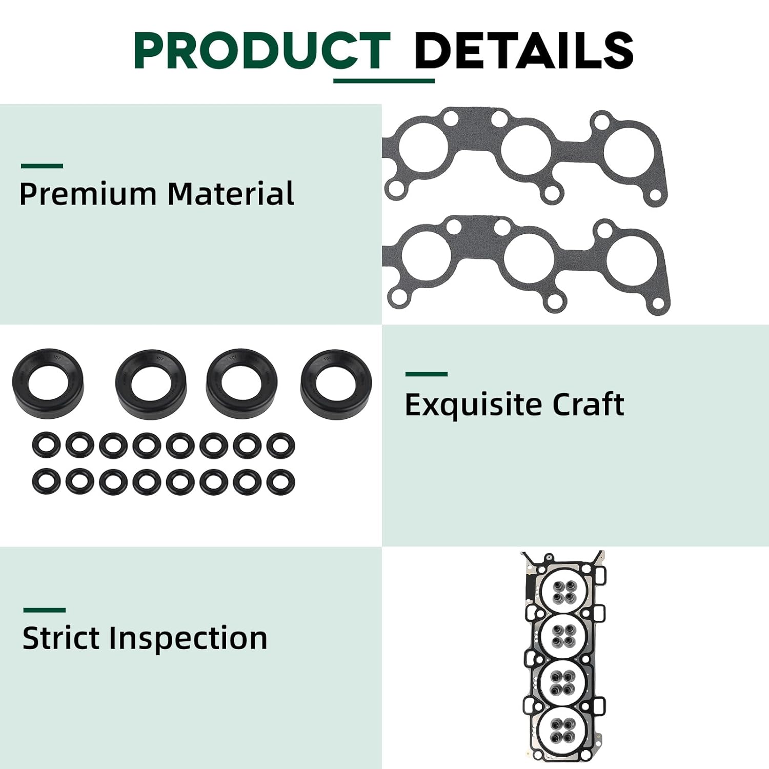 HGS4231 Cylinder Head and Valve Cover Gasket Set Compatible with 2015-2017 Ford F-150, Mustang 5.0L V8 Replace HS55134 VS50902R