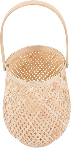 DOITOOL Lámpara de bambú, farol de vela de té, portavelas decorativo para velas de té, centro de mesa, farol colgante, linterna de piso interior,