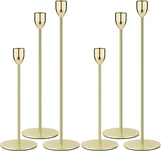 Ohtomber Gold Taper Candle Holders - 6PCS Candlestick Holders, Candle St...