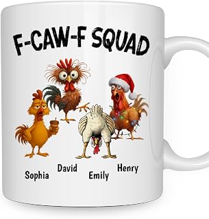 Wrappiness F Caw F Squad Coffee Mug Funny Office Gift For Coworker Work Bestie Best Team - Festive Chicken Mug White Elephant Gift for Him Her Funny Meme Rooster Cup (3 People)