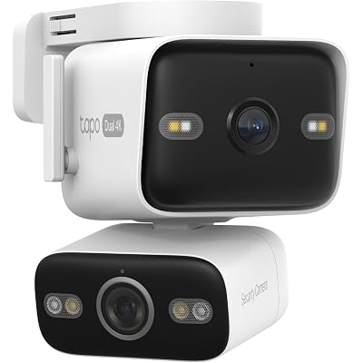 Tapo 4K Outdoor Dual Lens Pan/Tilt PoE/DC Wired Security Camera - 170° Wide-Angle + 8mm Zoom Lens, Free Person/Vehicle Detect, 360 View, Subscription-Free SD Storage or Optional Cloud - C575D