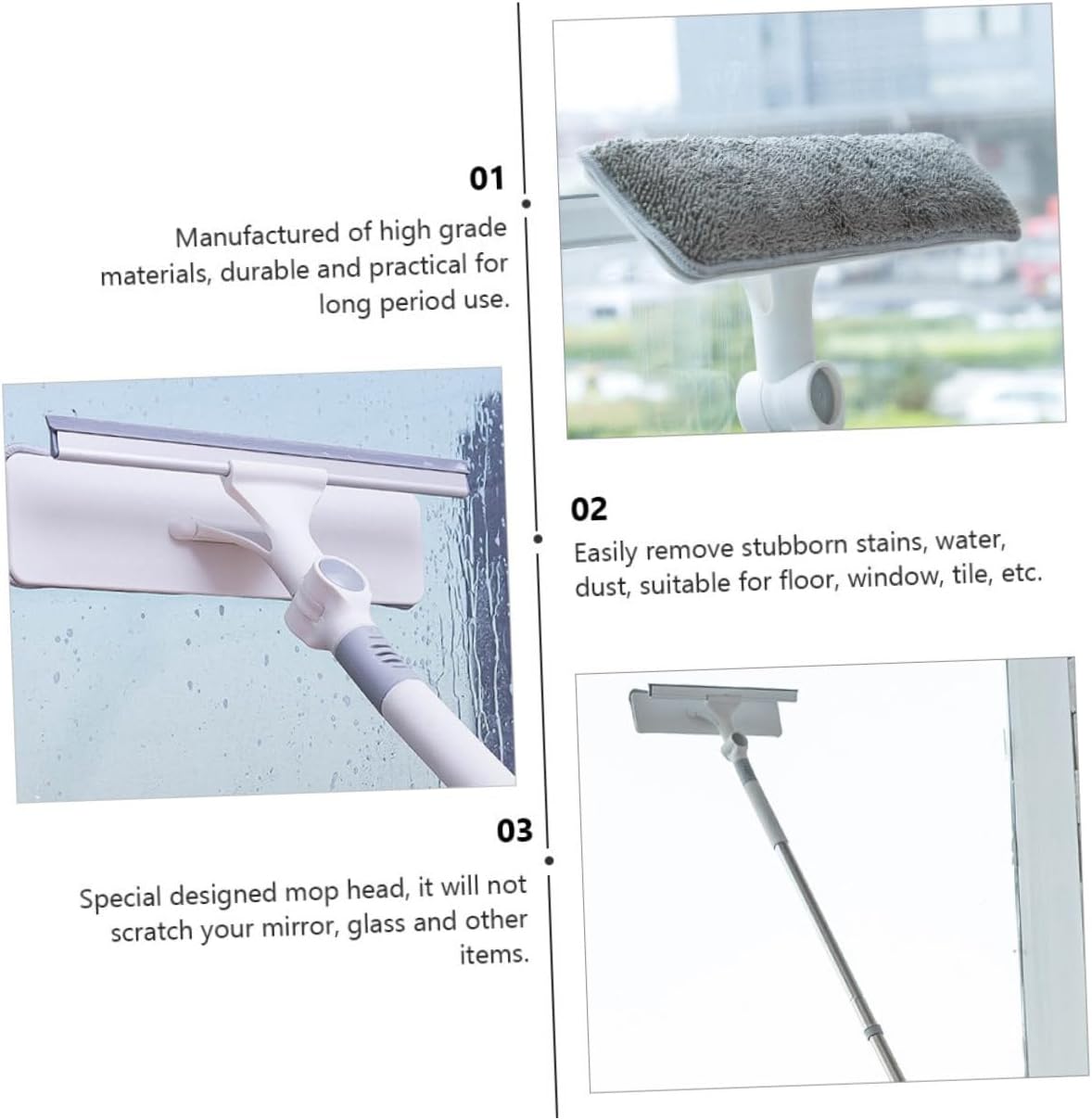 Ergonomic Glass Cleaning Wiper Multi-Purpose Window Cleaner Tool for Floor Window Scratch- Long-Lasting