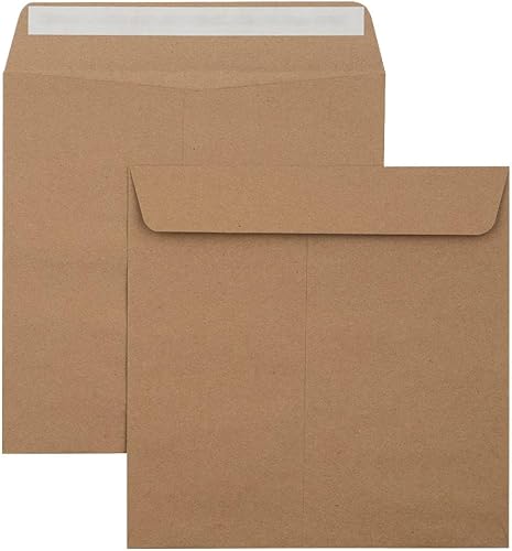 Vista 6 de LUXPaper Square Invitation Envelopes Peel & Press 8" x 8" Grocery Bag Brown 70lb. Text 50 Qty