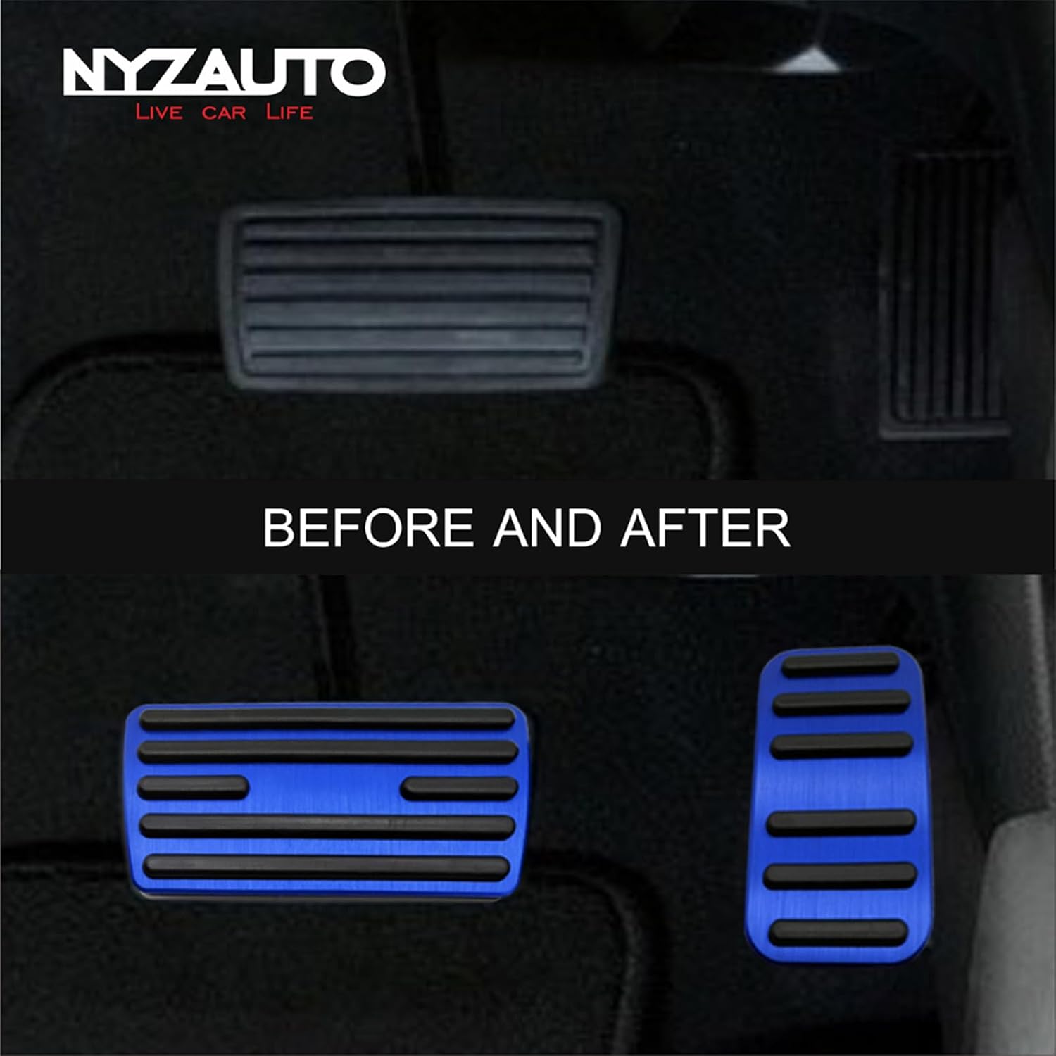 NYZAUTO Anti-Slip Performance Foot Pedal Pads kit Compatible with Honda Accord Odyssey Civic CRV Crosstour Stream,Auto No Drilling Aluminum Brake and Gas Accelerator Pedal Covers (Model A-Blue)