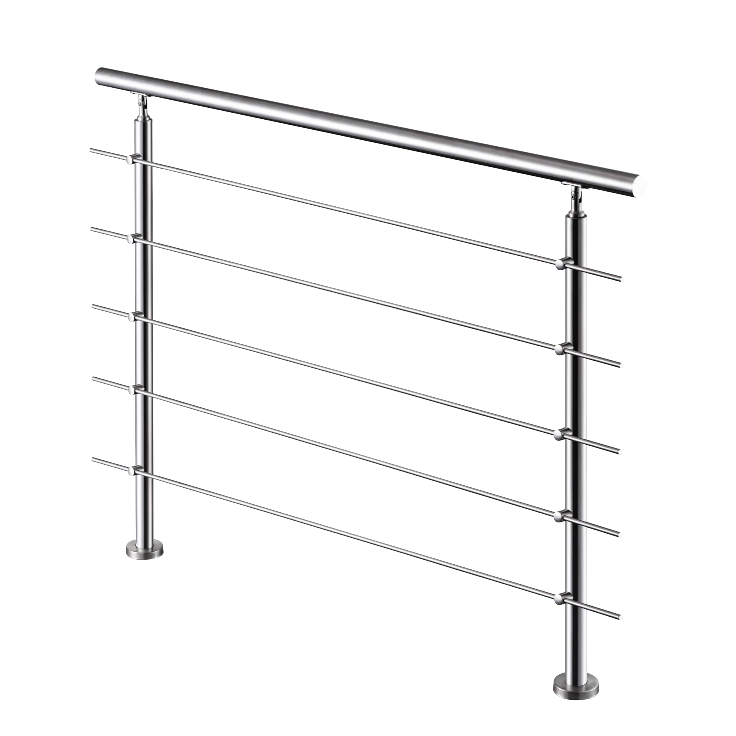 AICA Stair Railing, 304 Stainless Steel Handrail Stair Handrail for Indoor and Outdoor Stairs, Garden, Balcony, Terrace, 150 x 106 cm, 5 Cross Bars