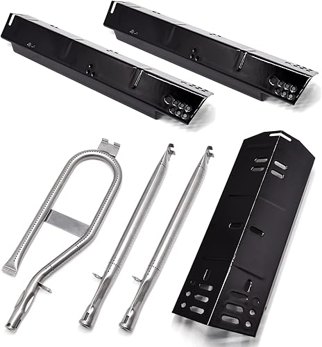 Criditpid Piezas de repuesto para parrilla Dyna-Glo DGH353CRP DGH373CRP, placa de calor de parrilla de acero de porcelana y tubo de quemador de