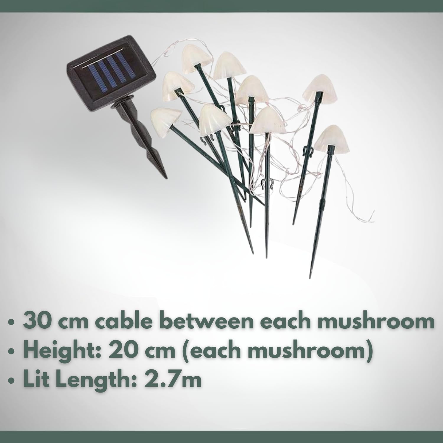 Garden Mile 10pc Solar String Lights Outdoor Garden Mushroom Lighting for Garden String Fairy Lights Warm White LED Fall Outdoor Decor Lighting for Outdoors - Image 3