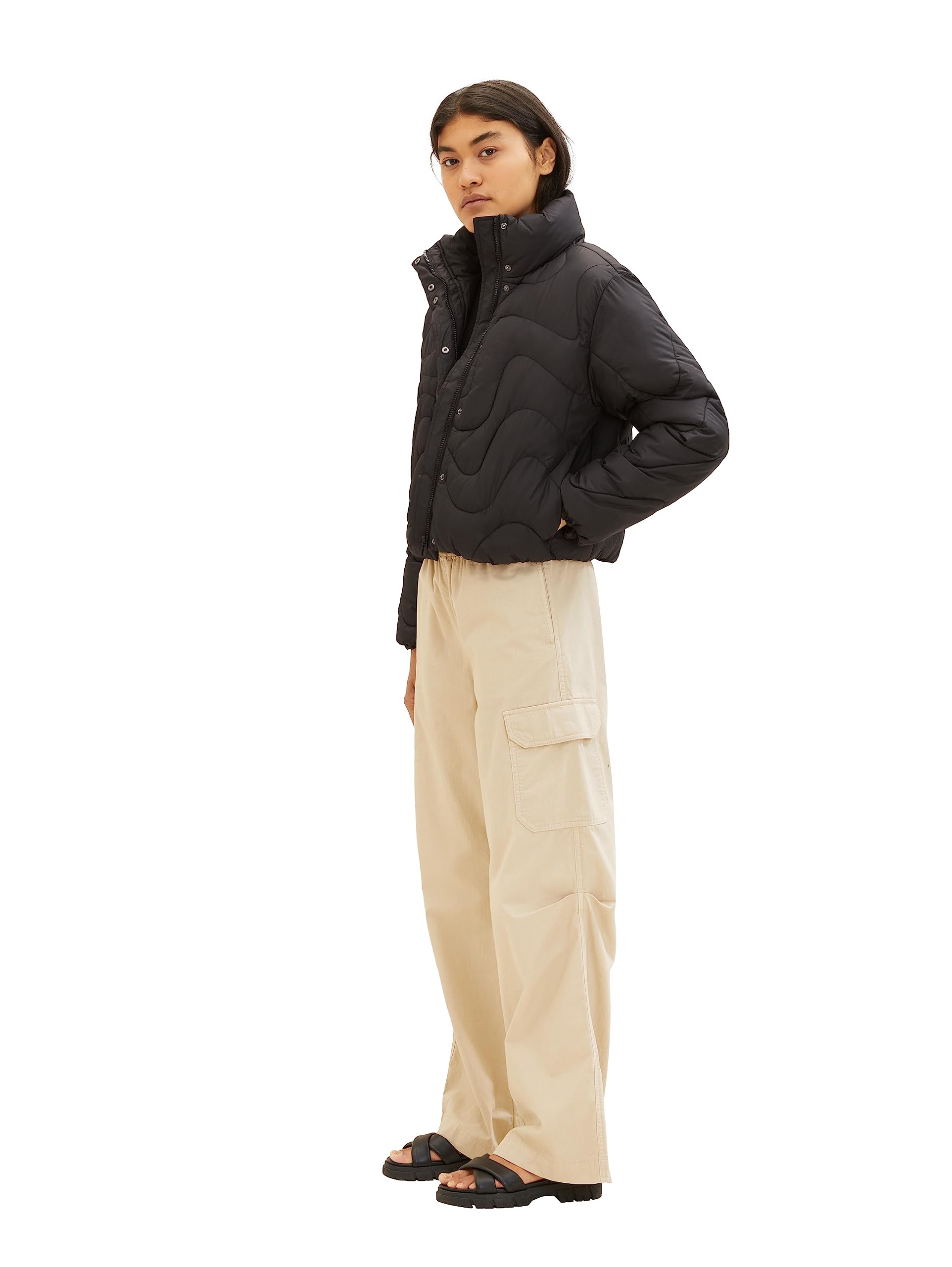 TOM TAILOR Denim Damen 1037589 Steppjacke mit Stehkragen & Taschen (1er Pack)