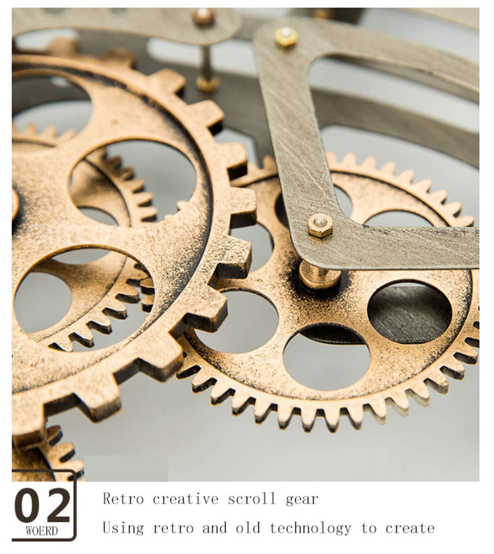 WOERD Reloj De Pared De Estilo Industrial Retro Europeo Engranajes En Movimiento Reloj Creativo De La DecoracióN De La Sala De Estar del Reloj del Engranaje del Arte del Metal
