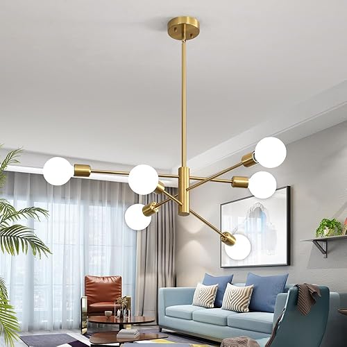 Miniatura 9 de Sputnik - Candelabros modernos dorados de 12 luces de mediados de siglo para sala de estar, cocina, dormitorio, comedor y granja