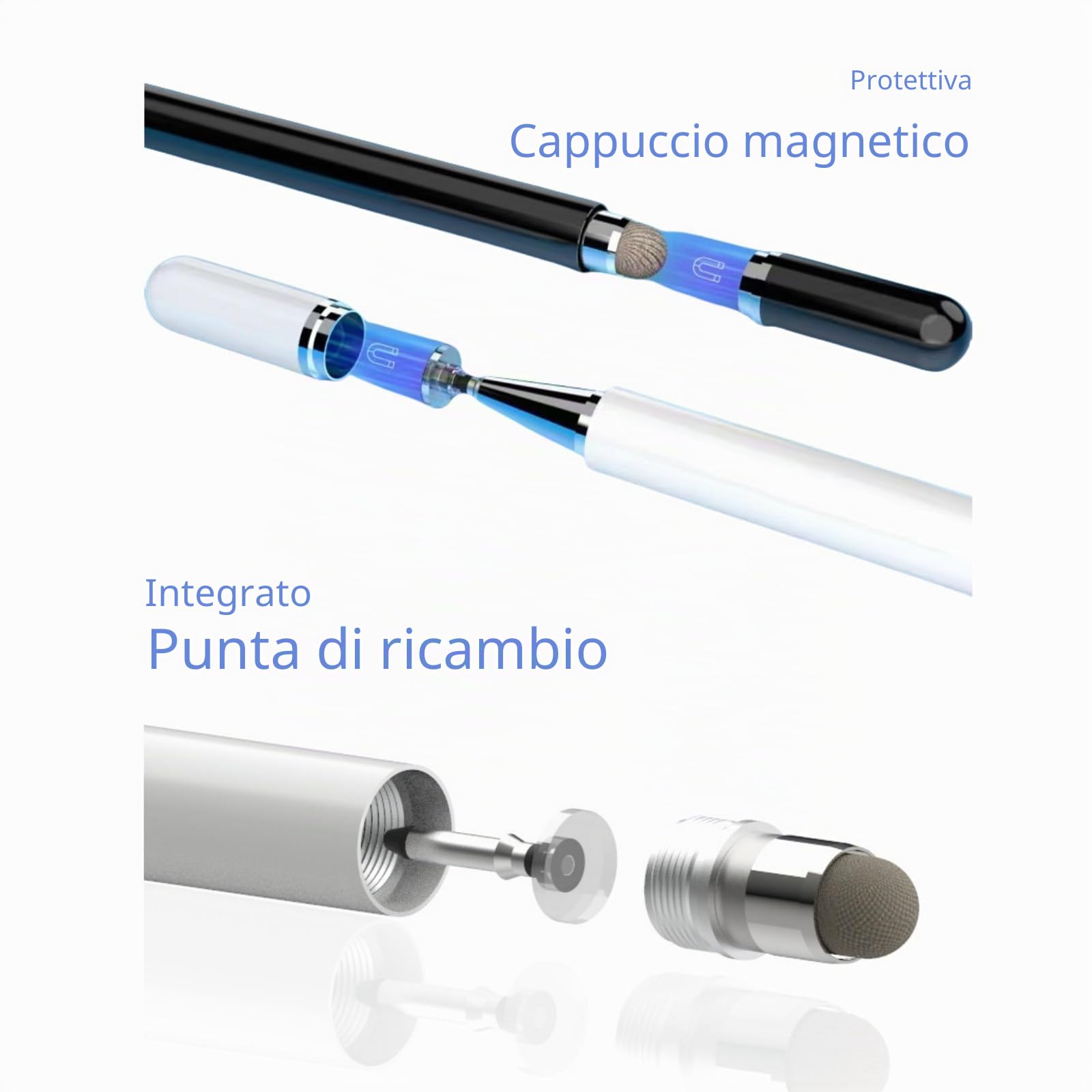 Pennino capacitivo ad alta sensibilità per Samsung Galaxy Tab A9+/A8/A7/A7 Lite, Apple iPad, Fire HD, Surface (nero)