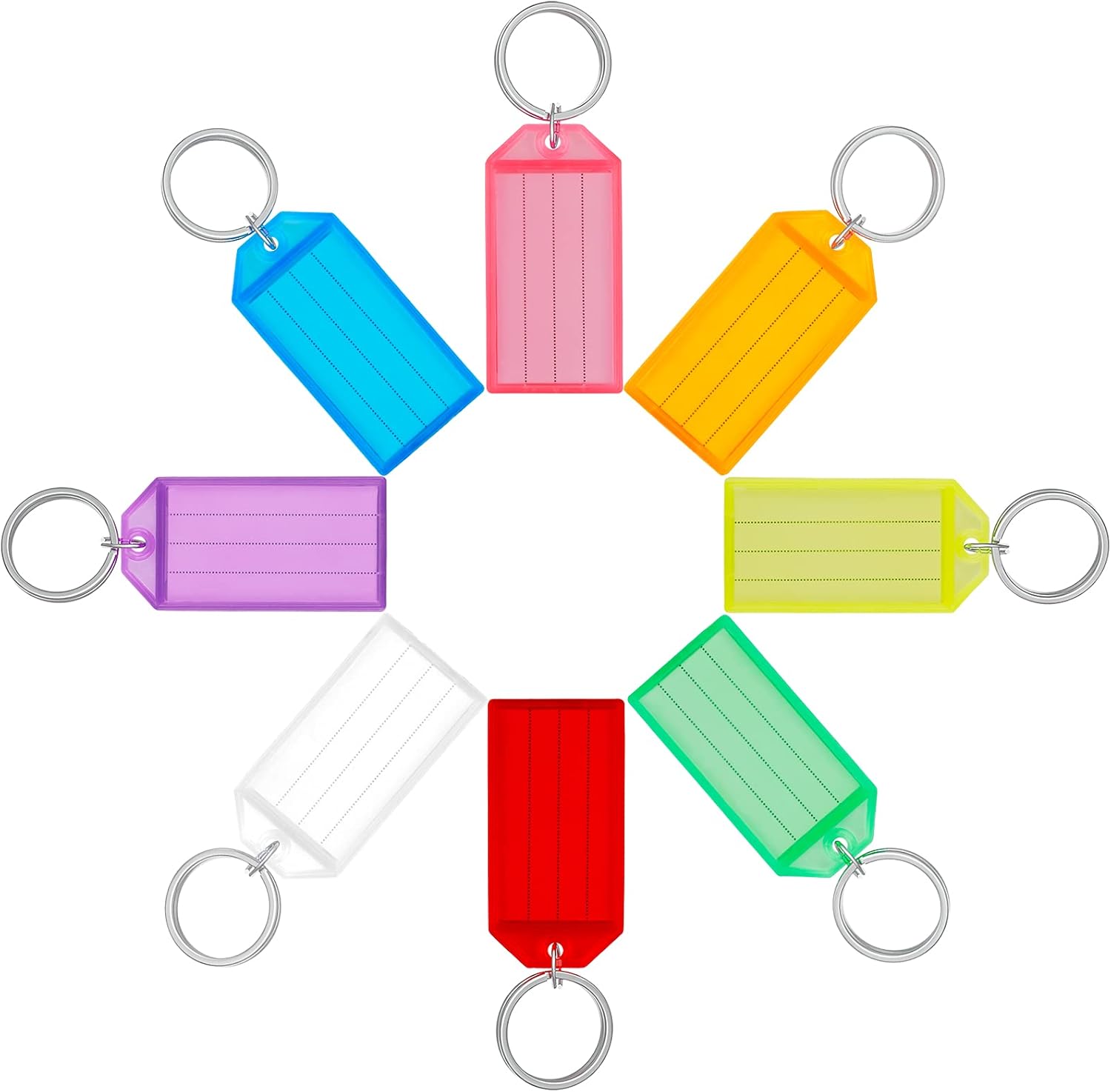 Uniclife 20 Pack Tough Plastic Key Tags with Split Ring Label Window, Assorted Colors : Office Products