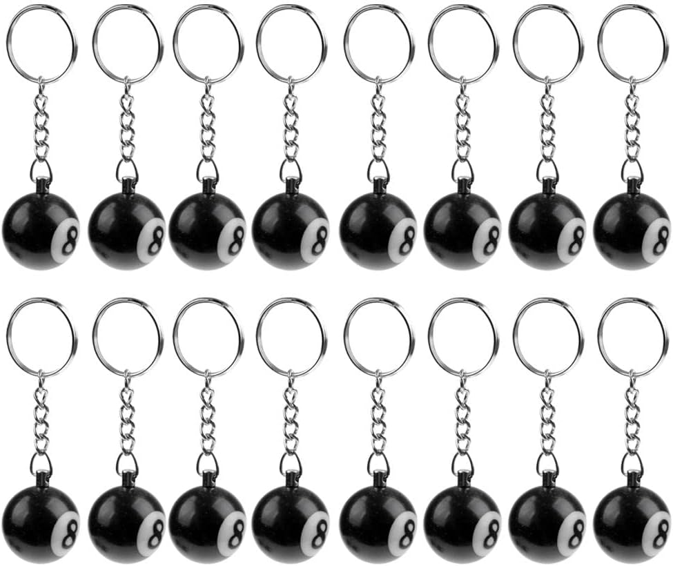 jojomis 16pcs Keychain Pendant 8- Billiard Balls Collection Decoration 25mm Black