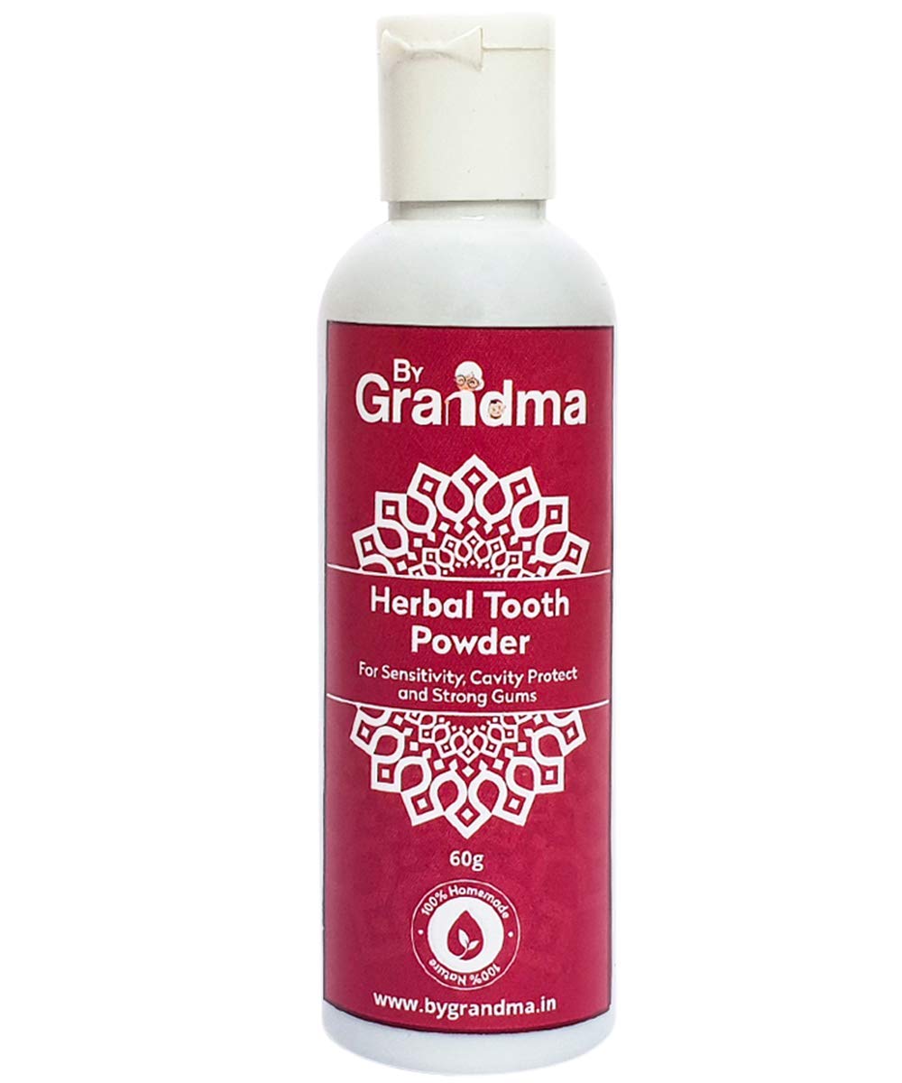 ByGrandma Sensitivity Relief And Herbal Tooth Powder | 100% Natural & Homemade - 60 Gm | Helps In Bad Breath, Sensitivity Problem, Tooth Decay (Pack of 1)