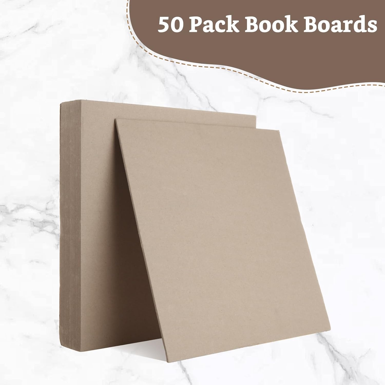 DAJAVE 50 Pack Book Board 12 x12 Inch 80PT Thick Grey Chipboard Sheet 2mm for Bookbinding, Heavy Duty Binders Board Chip Board for DIY Crafts, Book Covers, Boxes