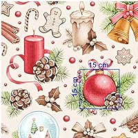 PH PandaHall Tissu De Noël Rouge Imprimé Père Noël En Coton