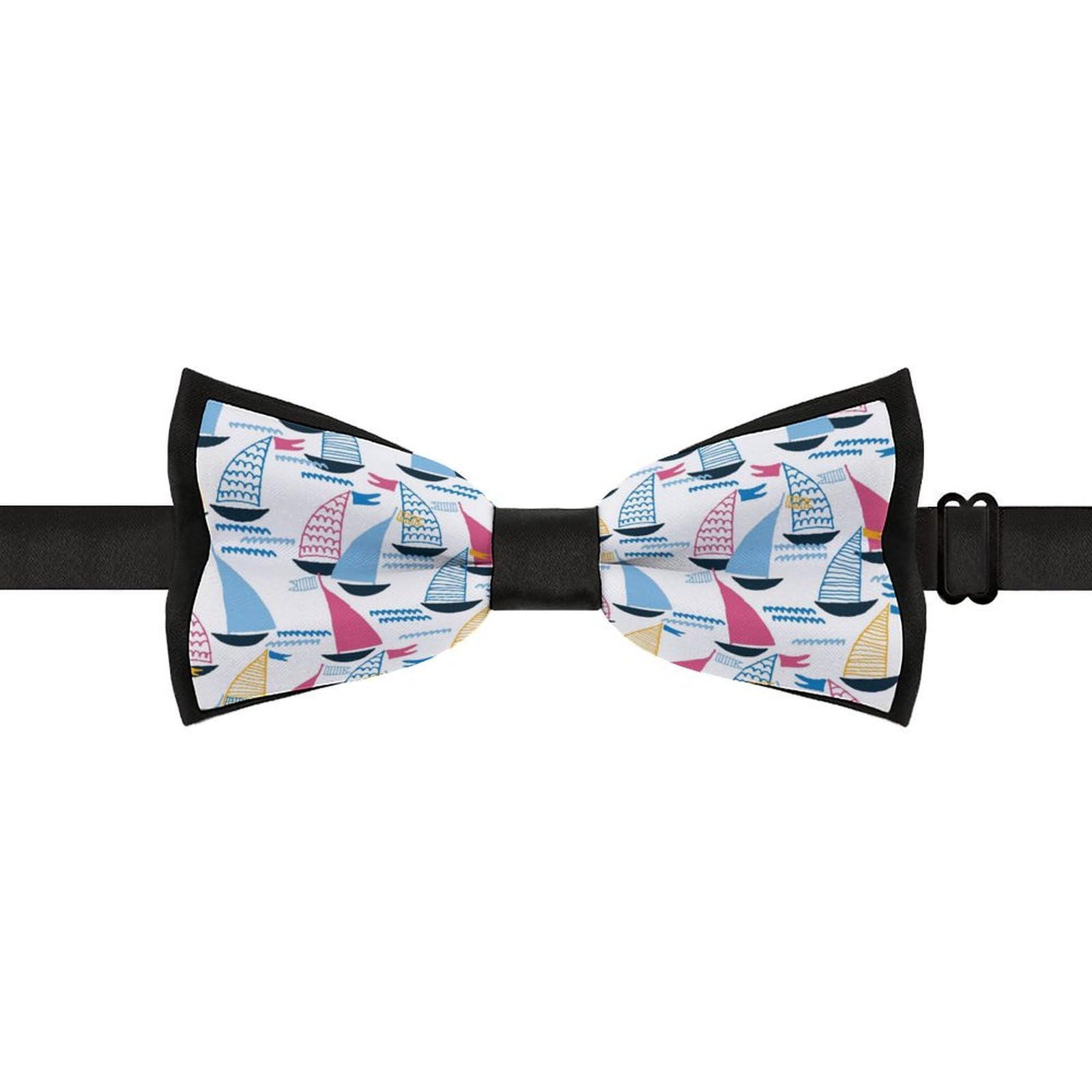 GoasNei Cartoon Sailboat Pattern Bow Tie for Men Adjustable Necktie Funny Tie Neck Ties for Weddings Party