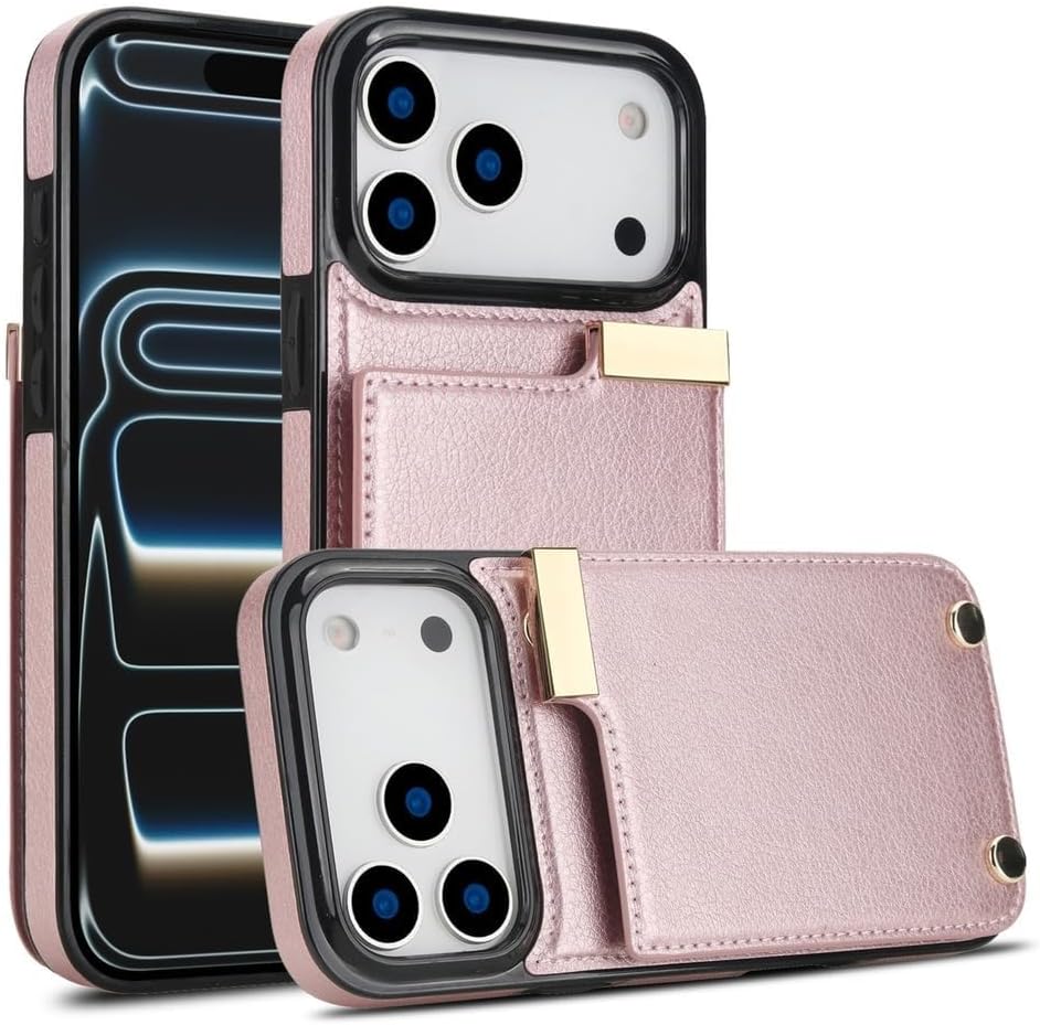 Organ Card Holder Wallet Case for iPhone 17/17 Air/17 Pro/17 Pro Max, Stylish Leather Shockproof Cover, Strong Magnet & Anti-Scratch Design(White,17)