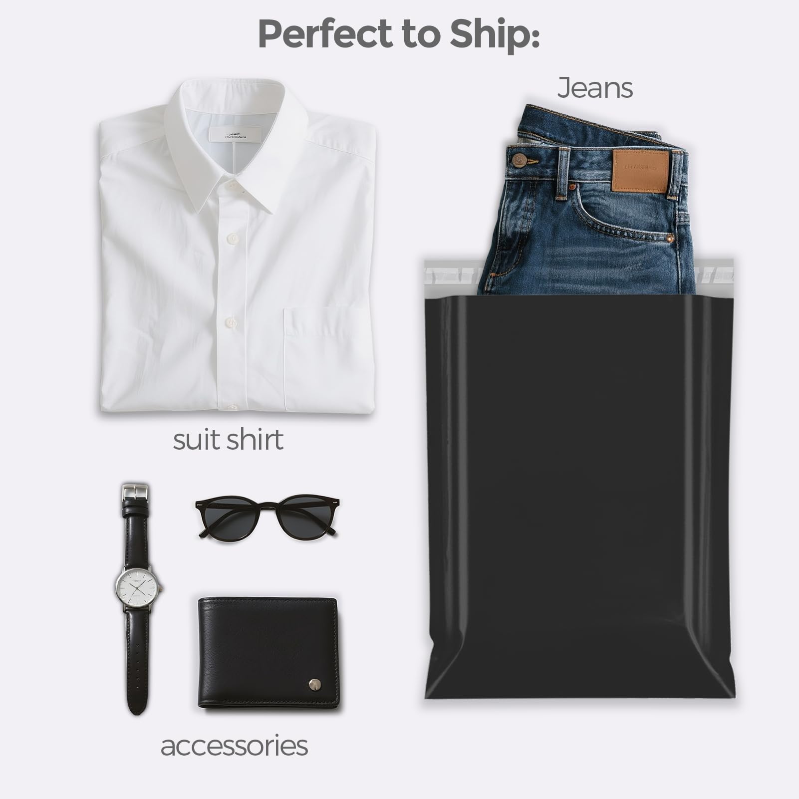 Fuxury Versandtaschen für Kleidung, 25,4 x 33 cm, Schwarz, 1000 Stück | Starke selbstklebende Versandtaschen aus Polybeutel, wasserdicht, selbstklebend, für Bücher, Kleidung, Geschäft