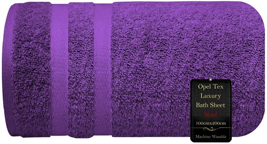 Super Jumbo Bath Sheet (100cm x 200cm-600GSM) 100% Egyptian Cotton Extra Large Bath Towel Super Soft Hotel Quality Towel Quick Dry XXL Bath Sheet Big Towels & Beach Towels (Purple)