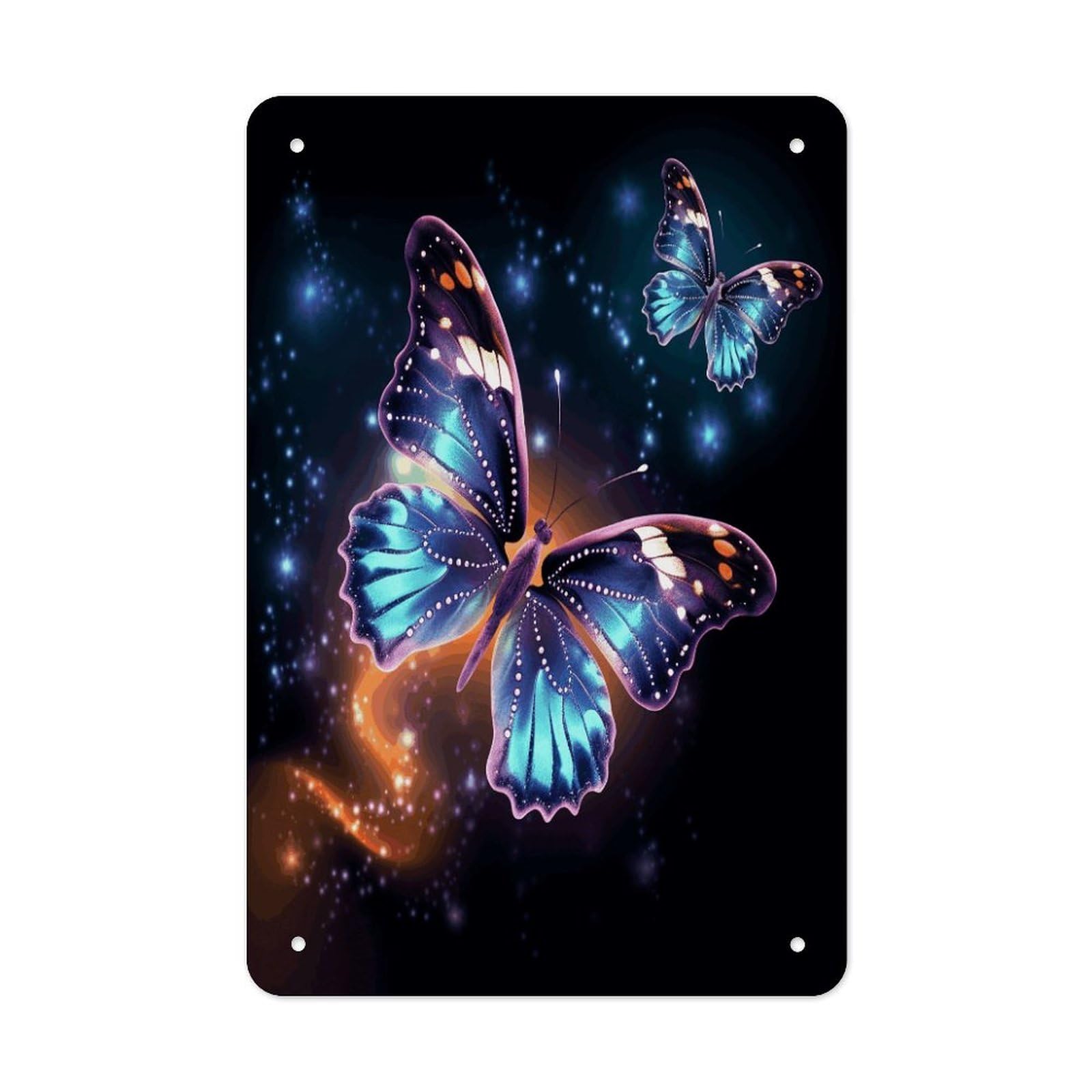 Butterfly And Stars Metal Tin Sign Wall Decor Funny Retro Sign Weatherproof Metal Wall Art for Indoor Or Outdoor Retro Tin Signs for Kitchen Office Home Bar Decor 11.8 X 7.9 Inch
