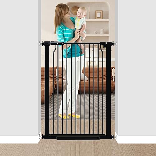 Puerta de bebé de 40.5 pulgadas de alto de 29.5 a 32.6 pulgadas de ancho, puerta alta para mascotas, puerta para gatos, puerta extra ancha para