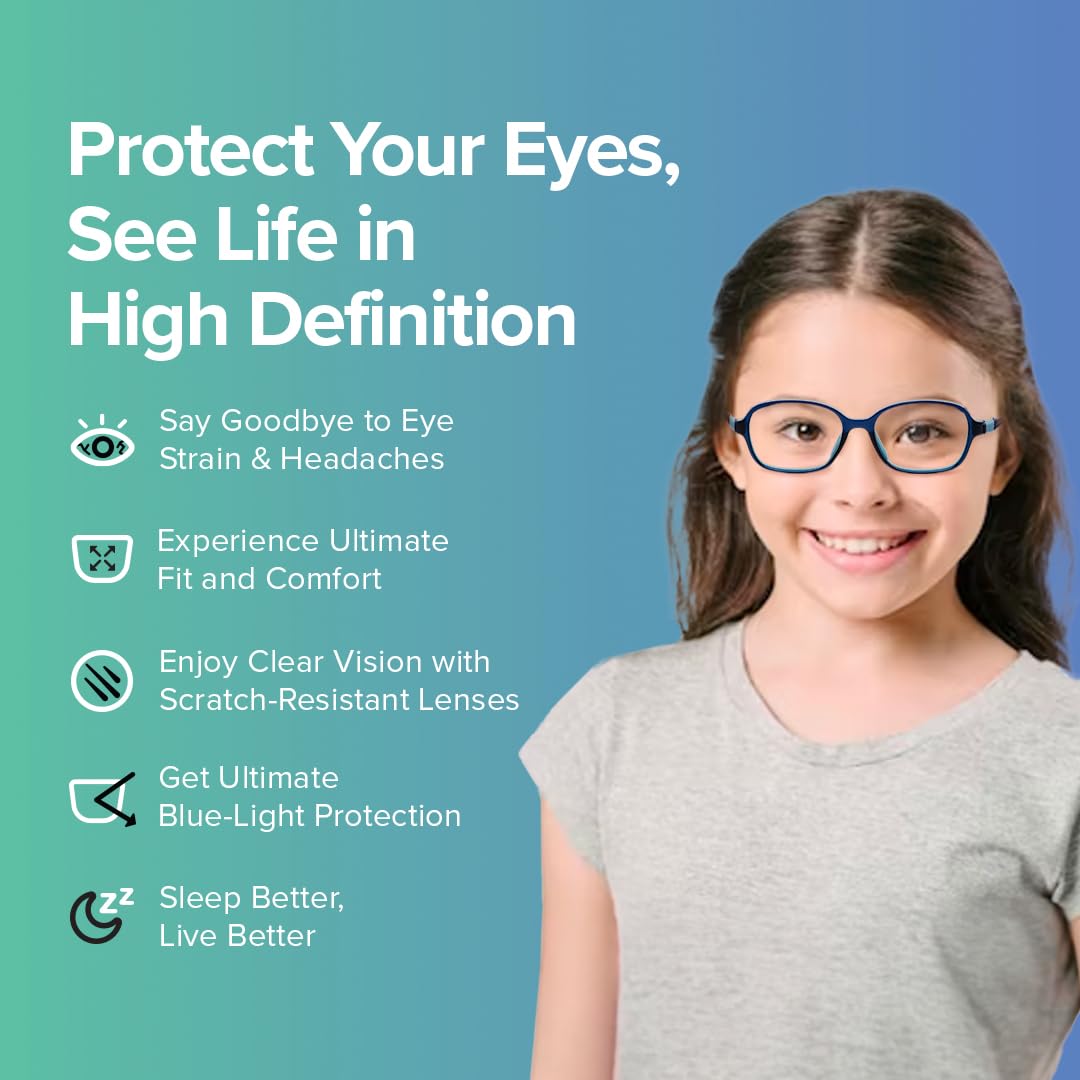 Intellilens Occhiali da computer ovali per bambini, quadrati, per protezione degli occhi, zero potenza, antiriflesso e filtro luce blu, lenti blu per ragazzi e ragazze