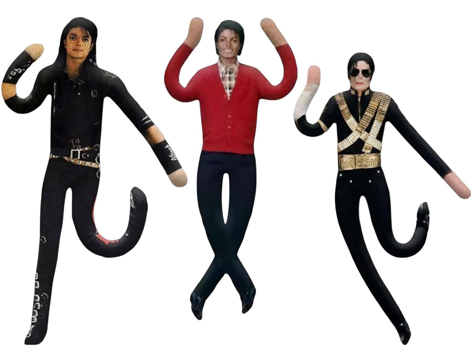 HNIEHEDT Poseable Plush Doll 3-Pack, Moveable Limbs Music Fan Decor Toy