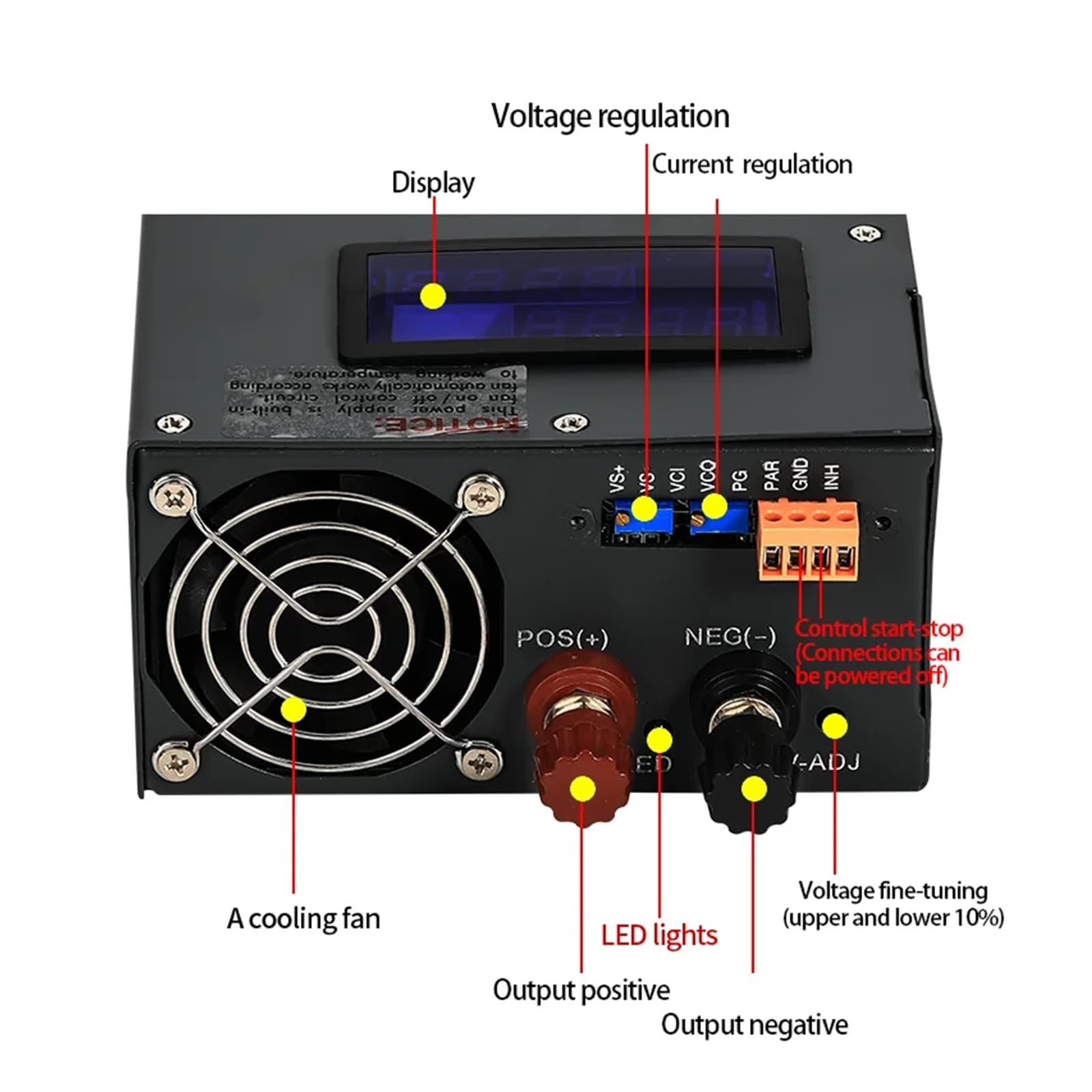 1000 W DC Zasilacz Impulsowy 0-12 V 15 V 24 V 36 V 48 V 60 V 80 V 300 V AC Do DC Cyfrowy Wyświetlacz Regulowany Sterownik Transformatora Wszechstronny i wydajny(0-100V 0-10A)