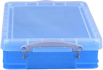 Really Useful Box Plastic Storage 4 Litre Transparent Bright Blue