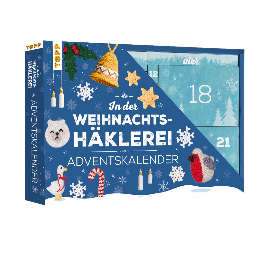Nella galleria di Natale – Il calendario dell'Avvento con materiale e manuale di istruzioni per 24 progetti all'uncinetto: scatola (38,5 x 26,5 x 5 cm) con 24 piccole scatole, filato (100% acrilico