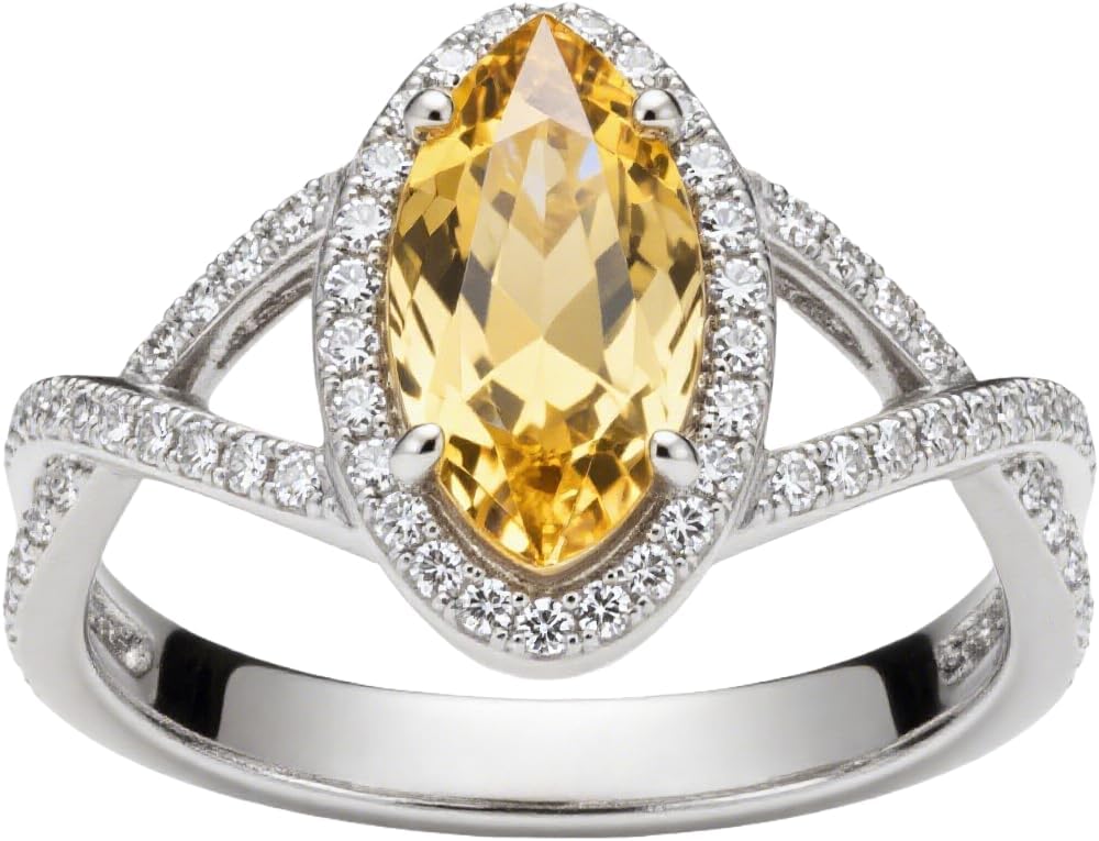 1.51 Carat(ctw) Marquise-Cut Gemstone Wedding Engagement Rings for Women, Lab-Grown Sapphire/Ruby/Emerald/Moissanite/Amethyst/Garnet/Black Onyx/Blue Topaz/Citrine/Tourmaline/Peridot Marquise-Cut Wedding Ring for Women, Customizable 10K Gold/14K Gold/18K Gold/925 Sterling Silver