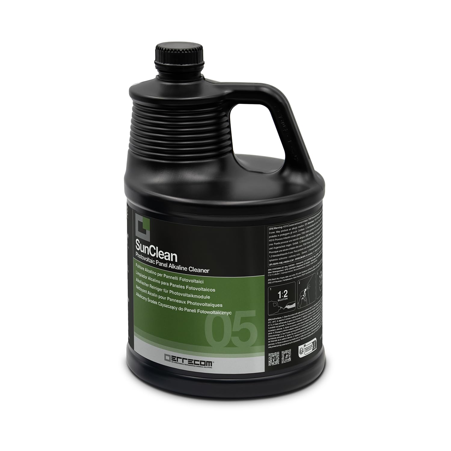 Errecom SunClean, Pulitore Alcalino per Pannelli Impianto Fotovoltaico, Formula Concentrata, 5 L